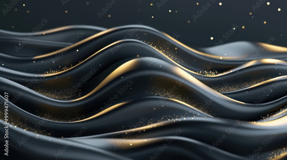 Navy and Gold Wave Textures, deep blue and shimmering gold waves intertwined with silver flecks, illuminated by soft glowing light, creating a captivating and elegant backdrop. Navy and Gold Wave Textures, deep blue and shimmering gold waves intertwined with silver flecks, illuminated by soft glowing light, creating a captivating and elegant backdrop.