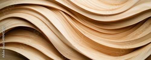 Abstract view of curved wooden layers showcasing natural texture and warmth, perfect for design and decor concepts.