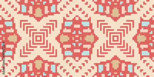 Embroidery Traditional Indian Melodic Patternfolk Embroidery, Aztec Geometric Ornament Print. Design for Carpet, Wallpaper, Clothing, Wrapping, Fabric