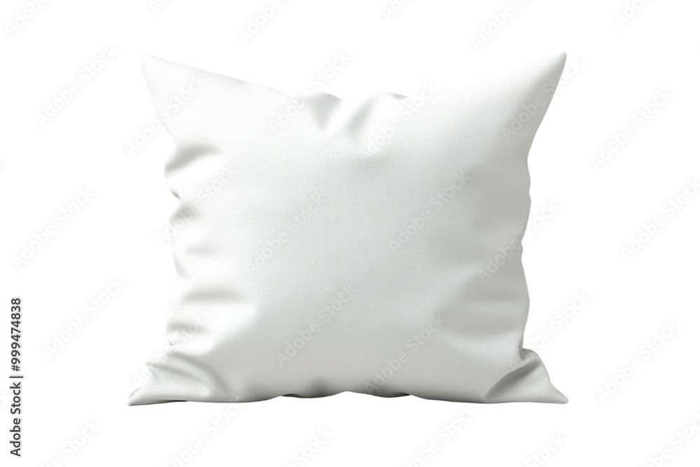 Naklejka premium Soft white pillow on a light background, perfect for home decor and interior design projects.