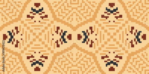 Square Islamic Pattern Backgroundfolk Embroidery, Aztec Geometric Ornament Print. Design for Carpet, Wallpaper, Clothing, Wrapping, Fabric