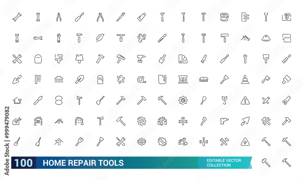 Home Repair Tools line icons set, building, construction, renovation, collection of outline web icons. Editable stroke icons set, Pixel perfect, vector illustration. Home Repair Tools line icons set, building, construction, renovation, collection of outline web icons. Editable stroke icons set, Pixel perfect, vector illustration.