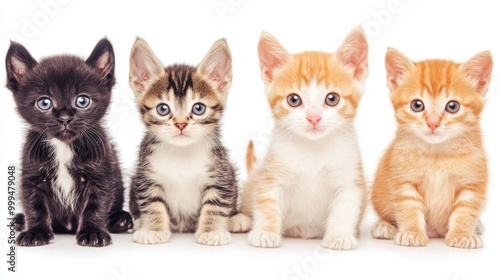 Wallpaper Mural A row of adorable puppies and kittens in a cozy space, curiously showcasing their playful and charming personalities Torontodigital.ca