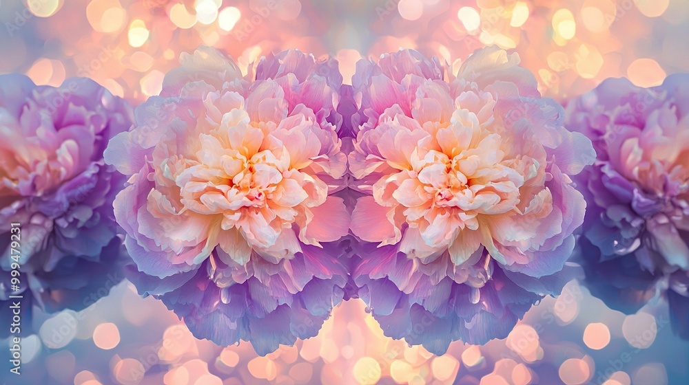 A high-resolution photo of a group of flowers in close detail with out-of-focus lighting behind them and a water reflection A high-resolution photo of a group of flowers in close detail with out-of-focus lighting behind them and a water reflection