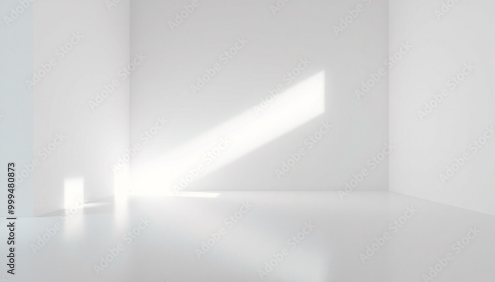 Minimalist white room with sunbeams. Minimalist white room with sunbeams.