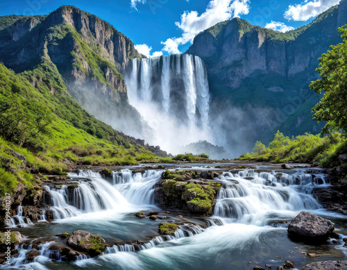 waterfall in the mountains