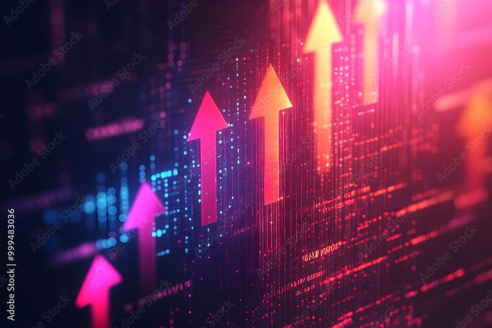 Vibrant Arrow Graphic Depicting Market and Finance Trends for Business Growth and Global Inflation Vibrant Arrow Graphic Depicting Market and Finance Trends for Business Growth and Global Inflation