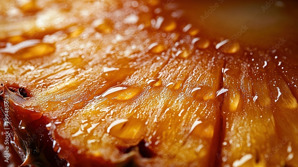   Pineapple in close-up, with water droplets