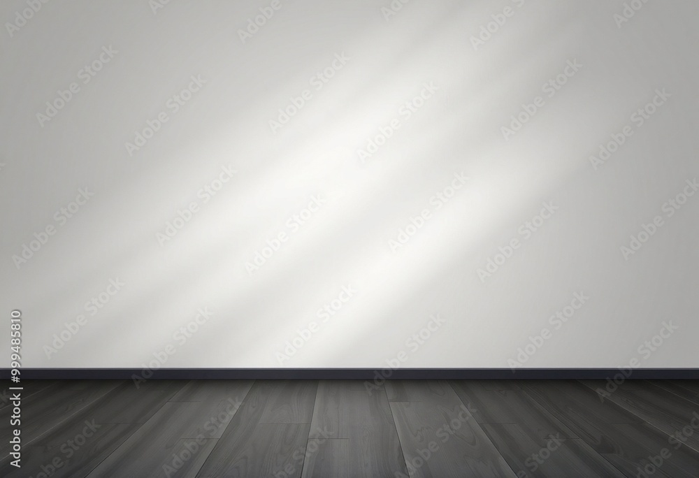 Empty room with white wall and dark wooden floor.