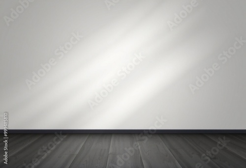 Obraz na płótnie Empty room with white wall and dark wooden floor. w salonie