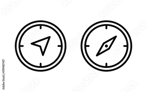 Compass icon set. Navigation compass vector