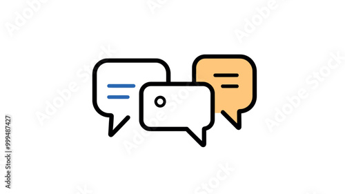 Colorful Chat Bubbles Icon Vector - Modern Trendy Thin Line Design - Communication, Messaging, Social Interaction Concept