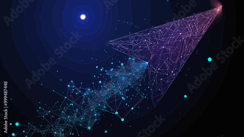 Abstract Starry Sky Arrow Vector, Business Success, Universe, Points and Lines, Minimalist SVG Concept, Growth, and Achievement
