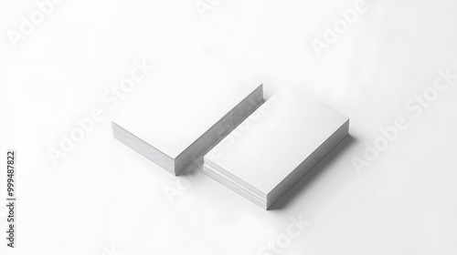 Two white US business card Mockup on white background 3D rendering. 