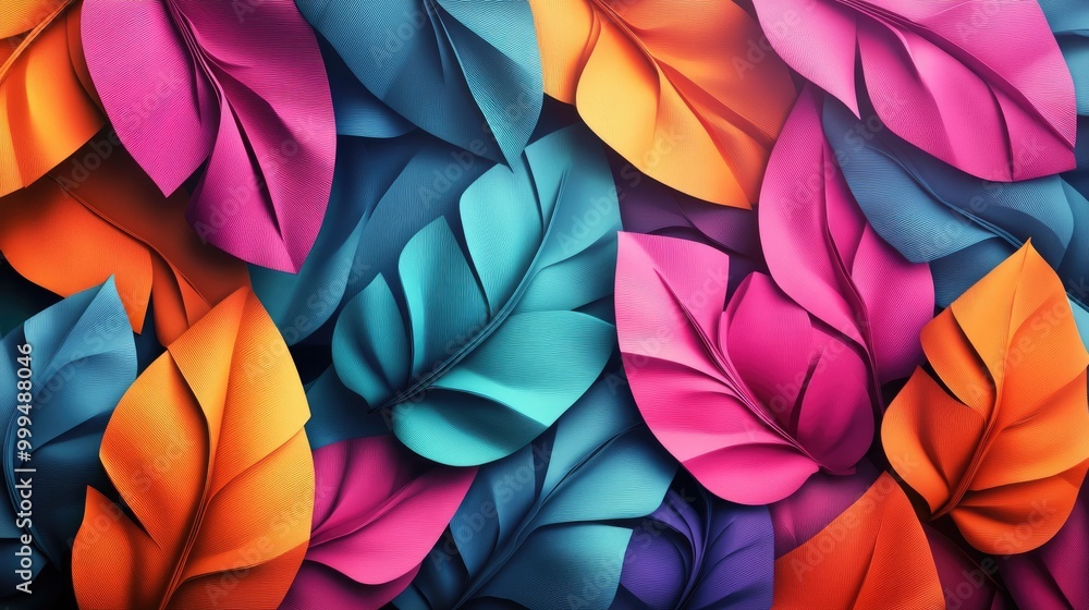 Vibrant Colorful Leaves Background with Unique Texture and Bold Patterns for Modern Design Projects Vibrant Colorful Leaves Background with Unique Texture and Bold Patterns for Modern Design Projects