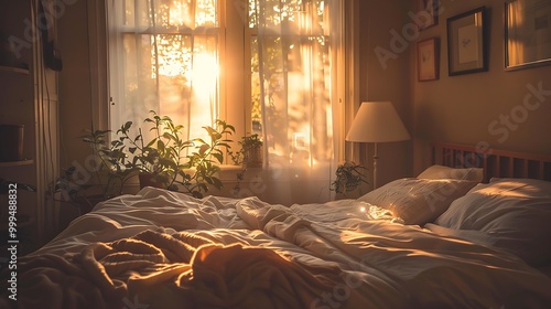 Obraz na płótnie The bedroom aesthetic decor in the early sun w salonie