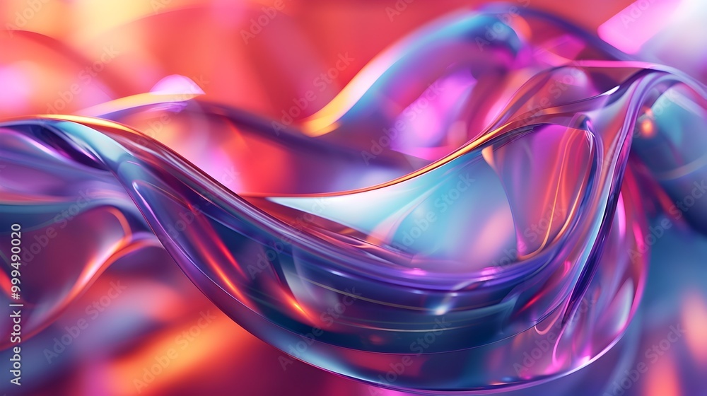 Mesmerizing Iridescent Ribbons - 3D Abstract Design in Mesmerizing Iridescent Ribbons - 3D Abstract Design in