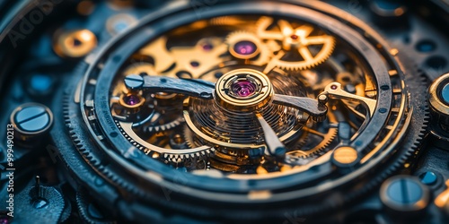 Wallpaper Mural Close-up view of the intricate gears and mechanisms of a mechanical watch. Torontodigital.ca