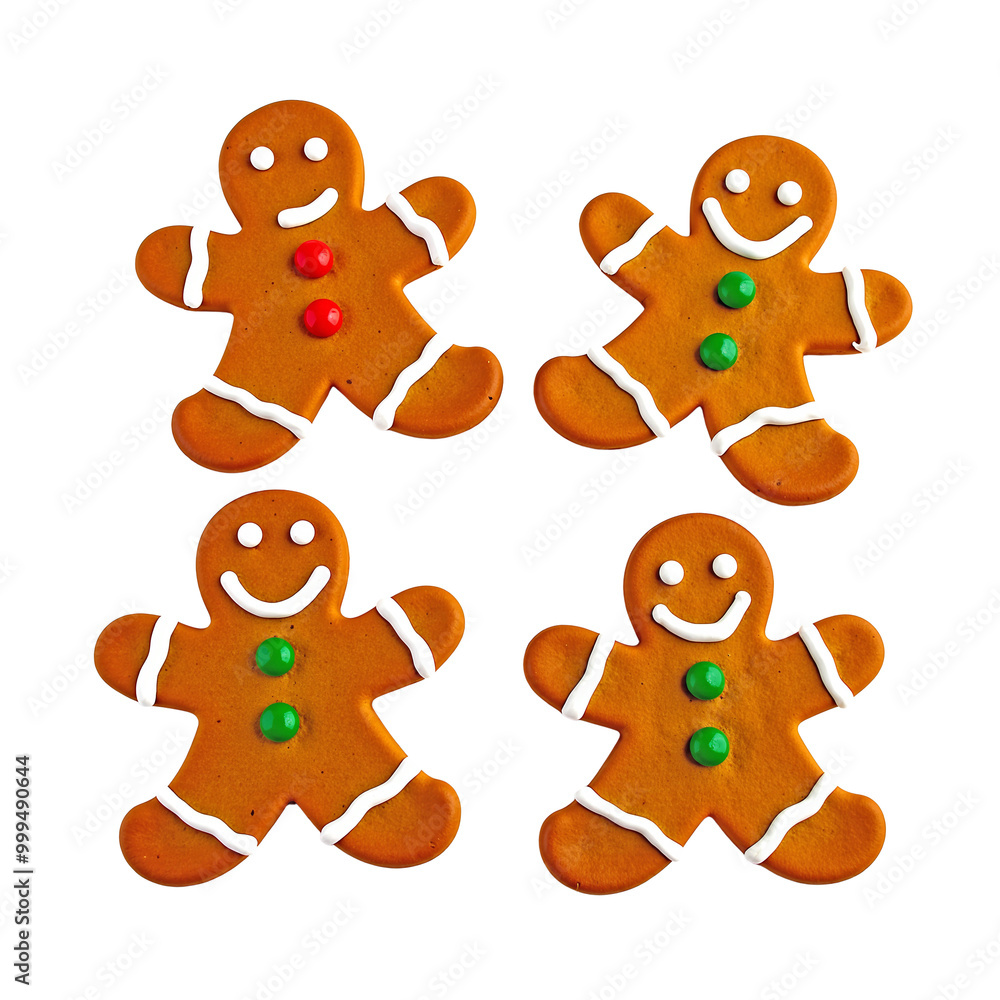 Gingerbread Men Quartet: A cheerful quartet of gingerbread men, each with their own unique button details, perfectly capture the essence of holiday cheer. Gingerbread Men Quartet: A cheerful quartet of gingerbread men, each with their own unique button details, perfectly capture the essence of holiday cheer.