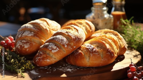 Golden Loaf of Bread in a Warm and Inviting Sunny Morning Scene