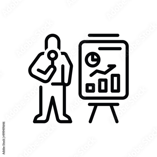 Black line icon for presenter 