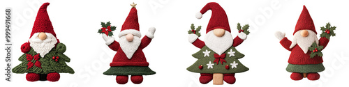 Festive holiday gnomes displaying joy and cheer, perfect for seasonal decoration.