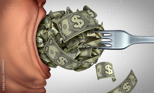 Fotografie Kleptocracy Corruption as corrupt government leadership as greedy criminal politicians and government officials who take bribes or bribery and steal public funds as money hungry greed