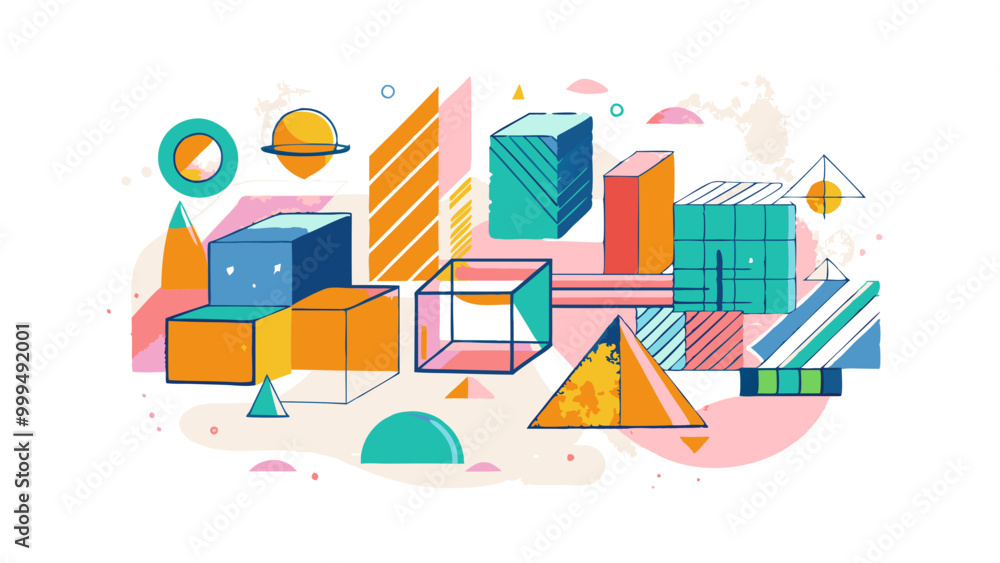 Vibrant Geometric Abstract Art with Pastel Colors Vibrant Geometric Abstract Art with Pastel Colors