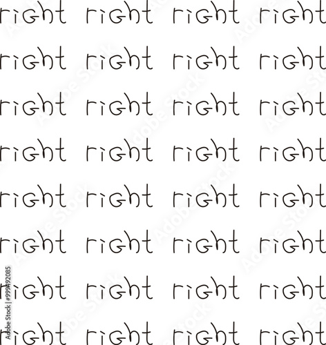The word "right" is repeated in rows and forms a semantic background.