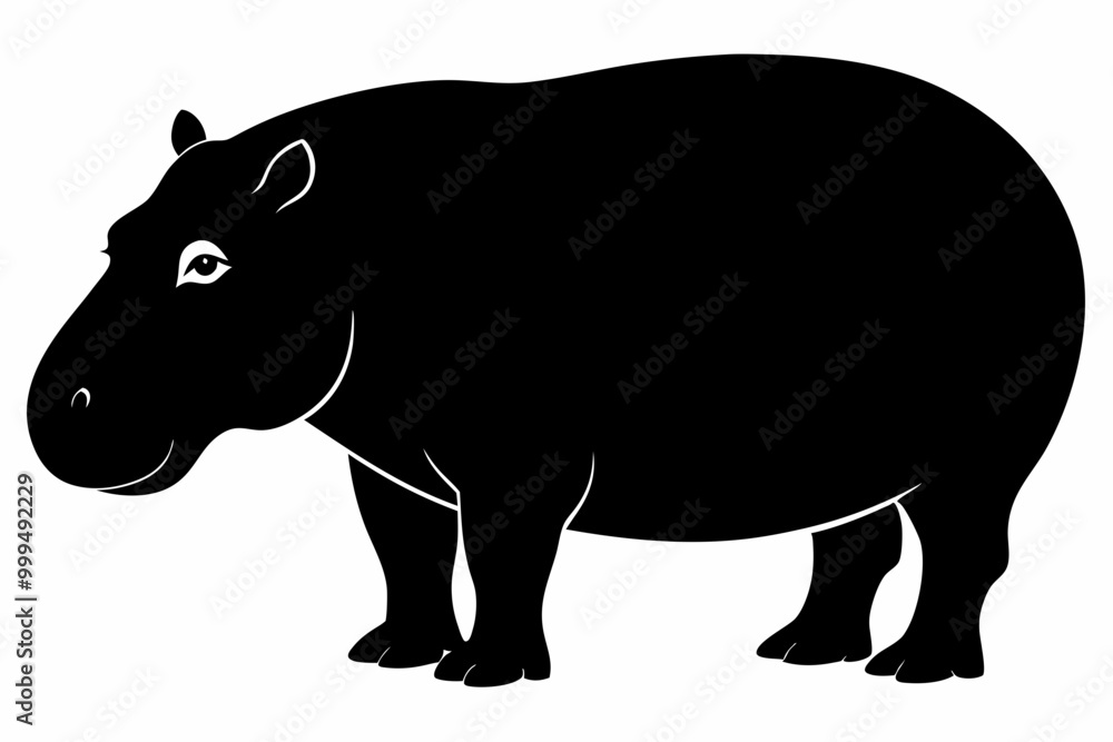 Obraz premiumHippopotamus silhouette, Hippo icon vector, Hippopotamus roaring. vector illustration 