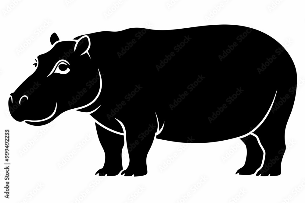 Fototapeta premiumHippopotamus silhouette, Hippo icon vector, Hippopotamus roaring. vector illustration 