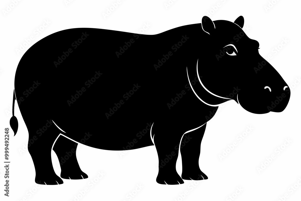 Obraz premiumHippopotamus silhouette, Hippo icon vector, Hippopotamus roaring. vector illustration 