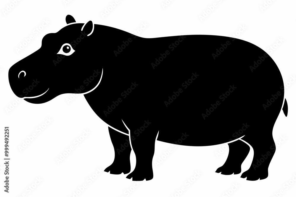 Fototapeta premiumHippopotamus silhouette, Hippo icon vector, Hippopotamus roaring. vector illustration 