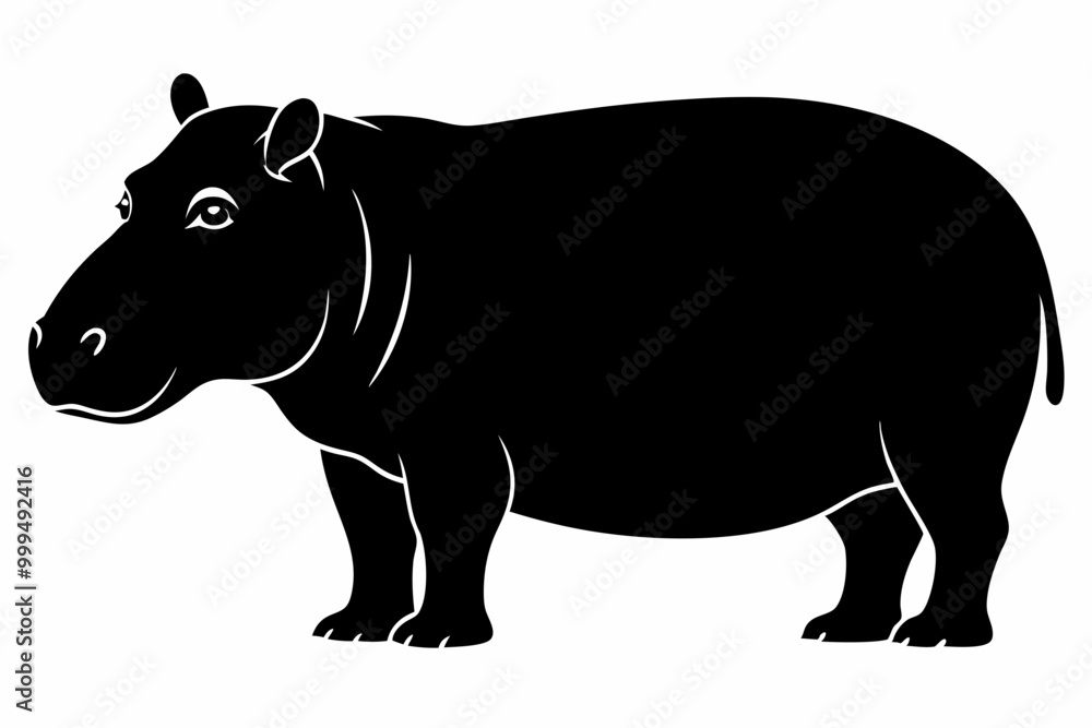 Fototapeta premiumHippopotamus silhouette, Hippo icon vector, Hippopotamus roaring. vector illustration 