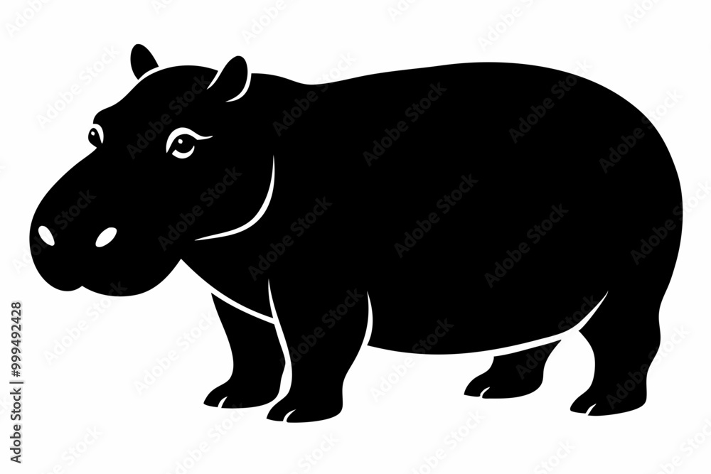 Obraz premiumHippopotamus silhouette, Hippo icon vector, Hippopotamus roaring. vector illustration 