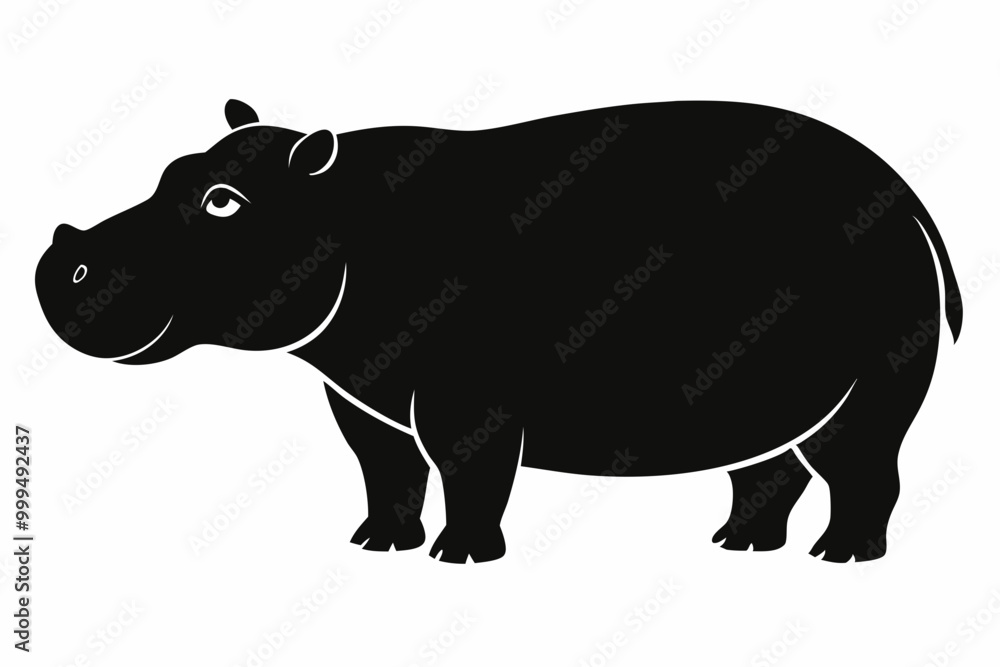 Obraz premiumHippopotamus silhouette, Hippo icon vector, Hippopotamus roaring. vector illustration 