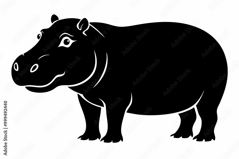 Fototapeta premiumHippopotamus silhouette, Hippo icon vector, Hippopotamus roaring. vector illustration 