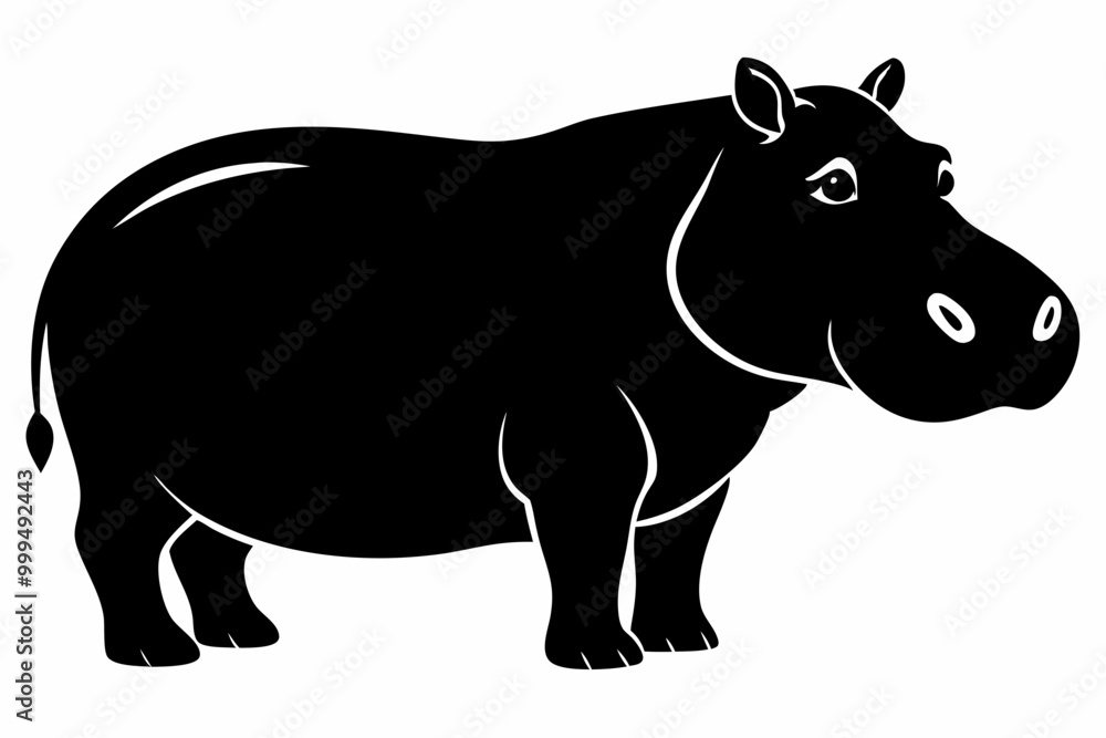 Fototapeta premiumHippopotamus silhouette, Hippo icon vector, Hippopotamus roaring. vector illustration 