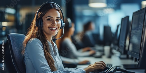 A modern service center with a dedicated team of agents offering personalized support and solutions to client inquiries.