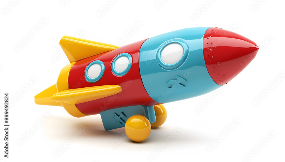 Colorful rocket isolated on white. Child's toy