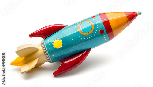 Colorful rocket isolated on white. Child's toy