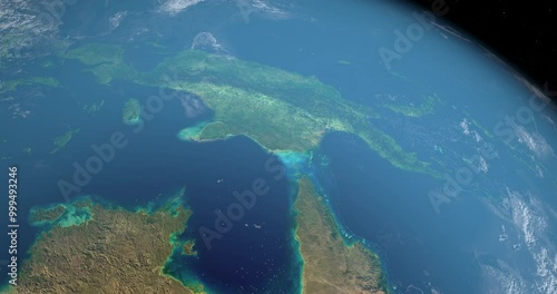 New Guinea in planet earth, aerial view from outer space