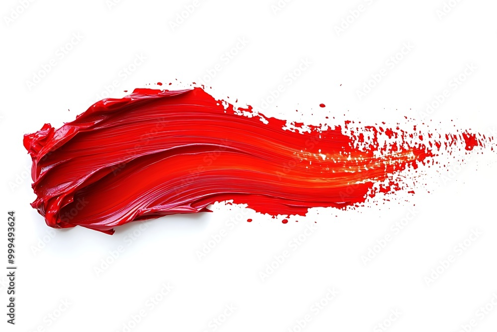 Hand painted stroke of red paint isolated on white Hand painted stroke of red paint isolated on white
