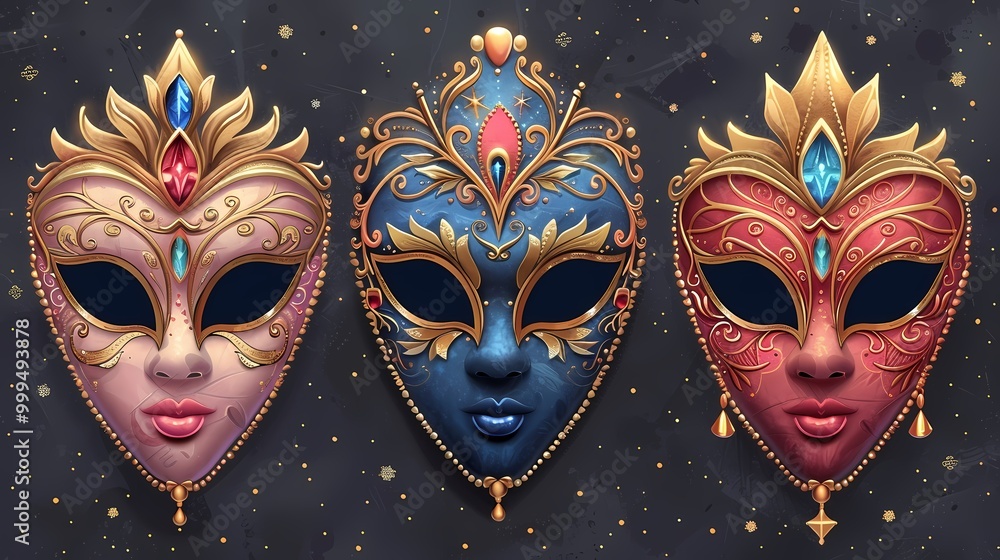 Pair of Masks for Mardi Gras Celebration Pair of Masks for Mardi Gras Celebration