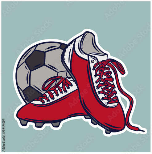 soccer sport football with shoes equipment vector illustration