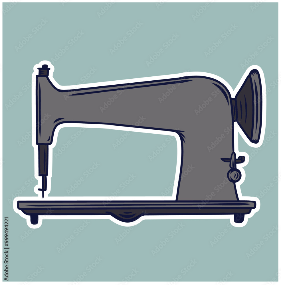 Vector hand drawing illustration of an old sewing machine Vector hand drawing illustration of an old sewing machine