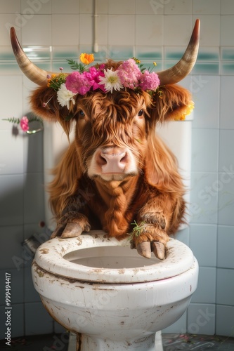 cow in the bathroom toilet wc photo