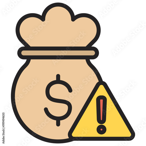 Economic crisis icon with line color style