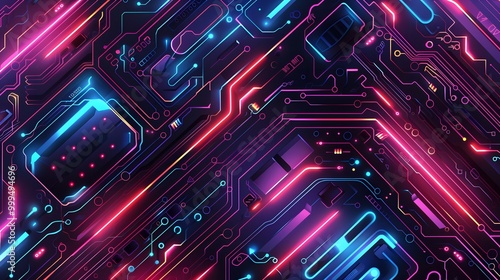 Circuit board texture with abstract background and digital lights, illustrating the intricate network of modern technology