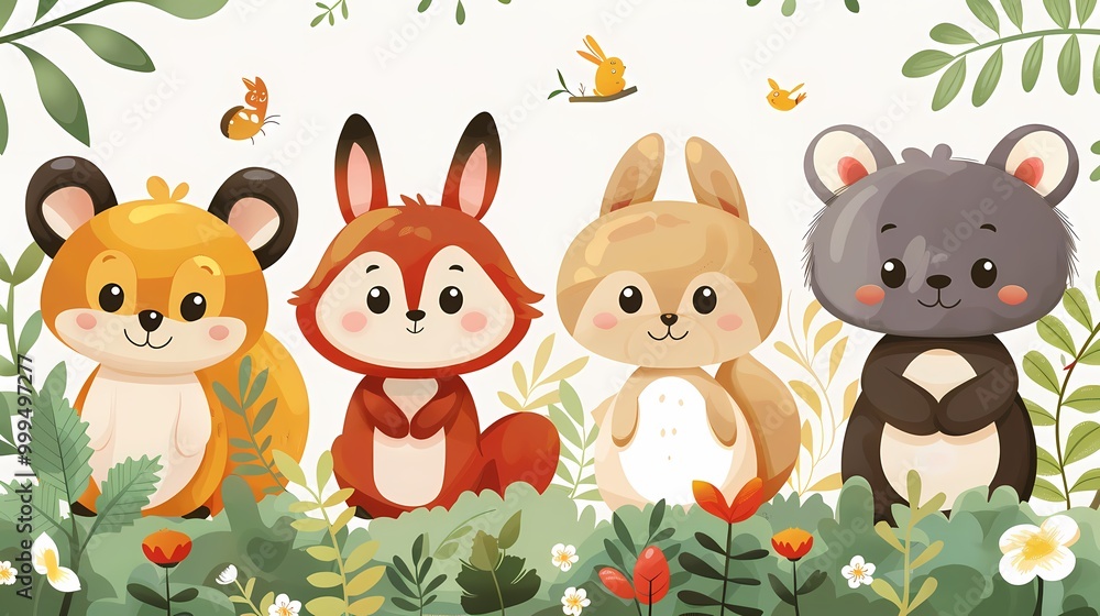 Naklejka premium Playful Animated Cartoon Rabbit Shape Illustration